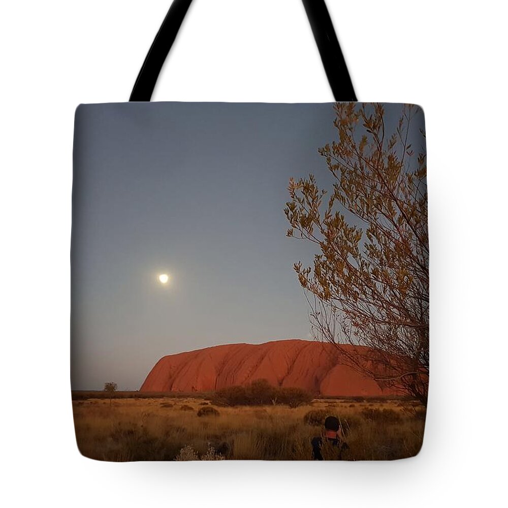 Beautiful; Nature Background; Landscape; Rocks; Cliffs; Rock Pool; Tourism; Travel; Summer; Holidays; Sea; Surf; Uluru Tote Bag featuring the photograph Last Light at Uluru Rock by Andre Petrov