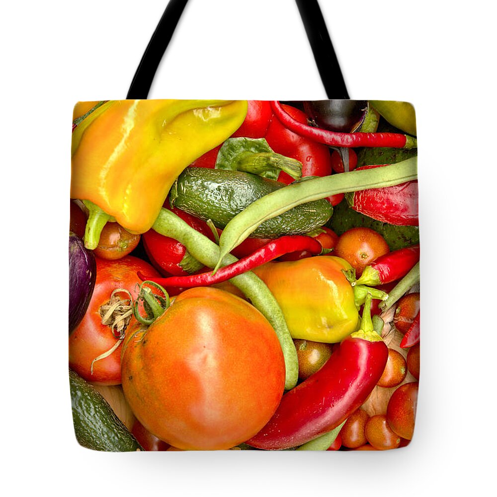Peppers Tote Bag featuring the photograph Late Summer Harvest by Adam Jewell