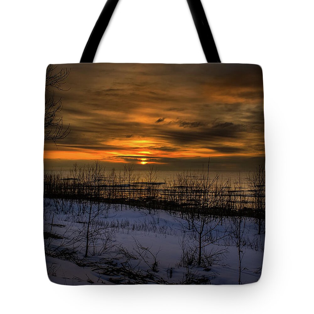 Magic Hour Tote Bag featuring the photograph Late Winter Sunrise by Deb Beausoleil