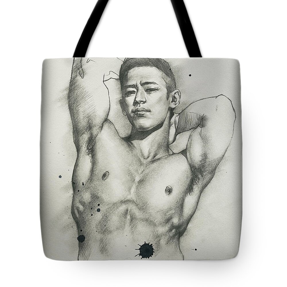 Drawing Tote Bag featuring the drawing Later by Hongtao Huang