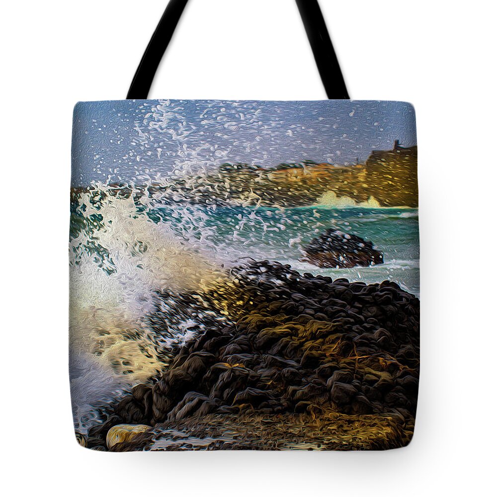 Breaking Waves Tote Bag featuring the photograph Lather of waves by Al Fio Bonina