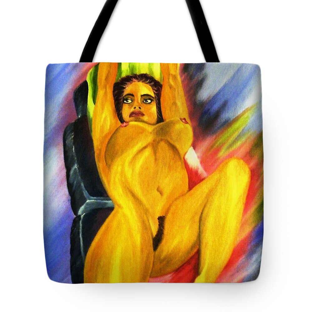 Acrylic Painting Tote Bag featuring the painting Latin Dreams AKA Betty Davis Thighs by The GYPSY and Mad Hatter