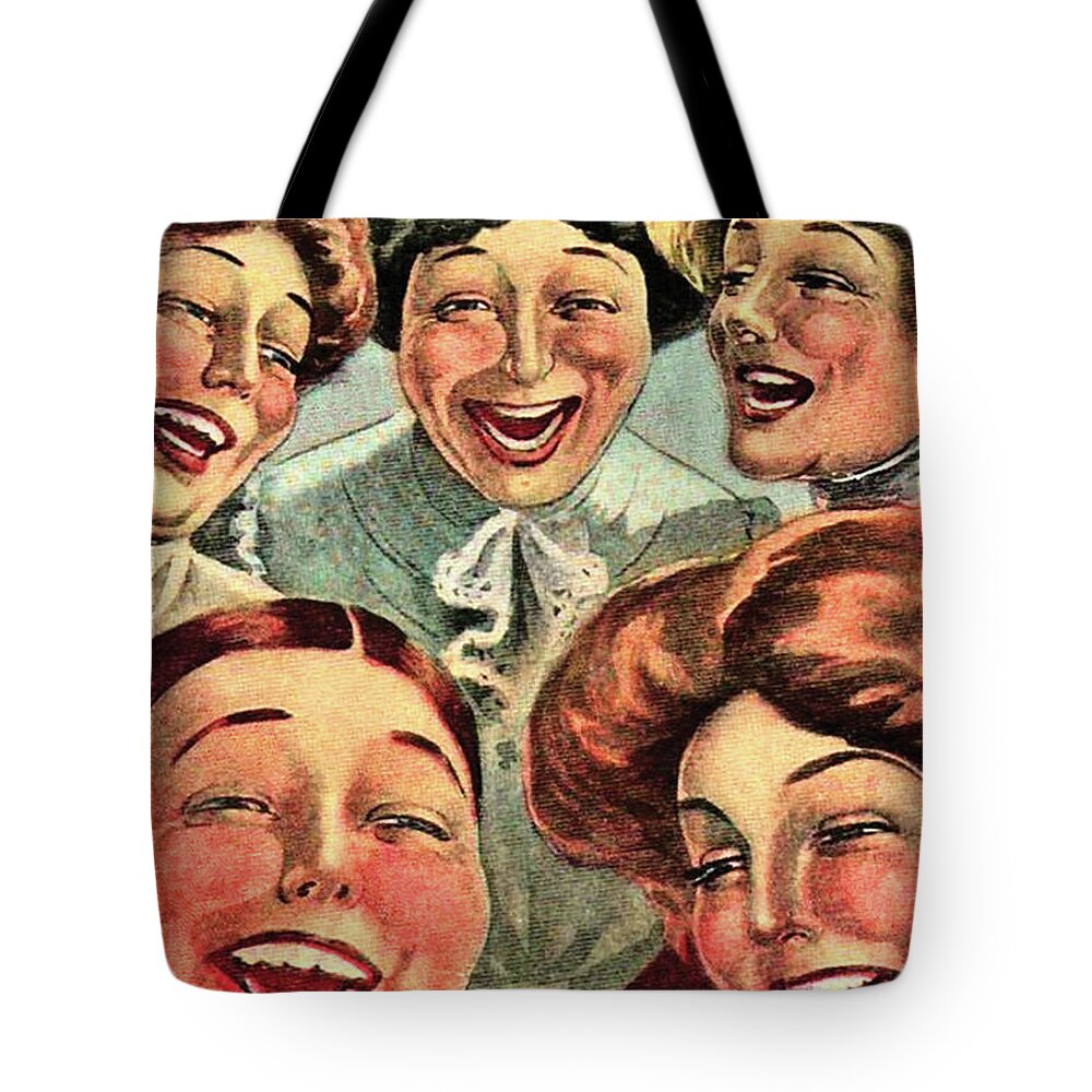 Woman Tote Bag featuring the digital art Laughing Women by Long Shot