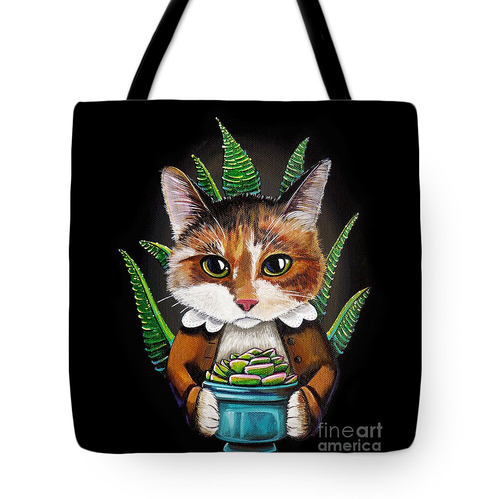 Cat Tote Bag featuring the painting Laura - Cat by Cindy Thornton