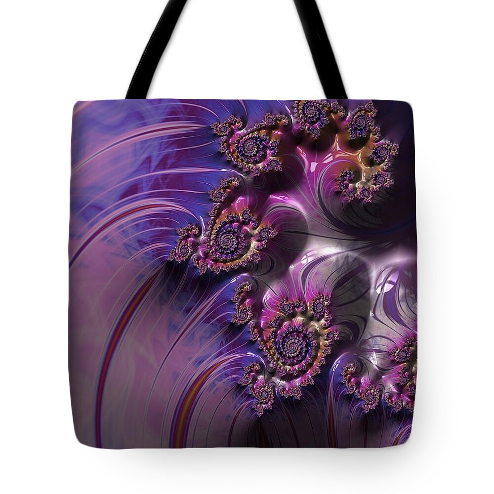 Fractal Tote Bag featuring the digital art Lavender Fractal by Bonnie Bruno