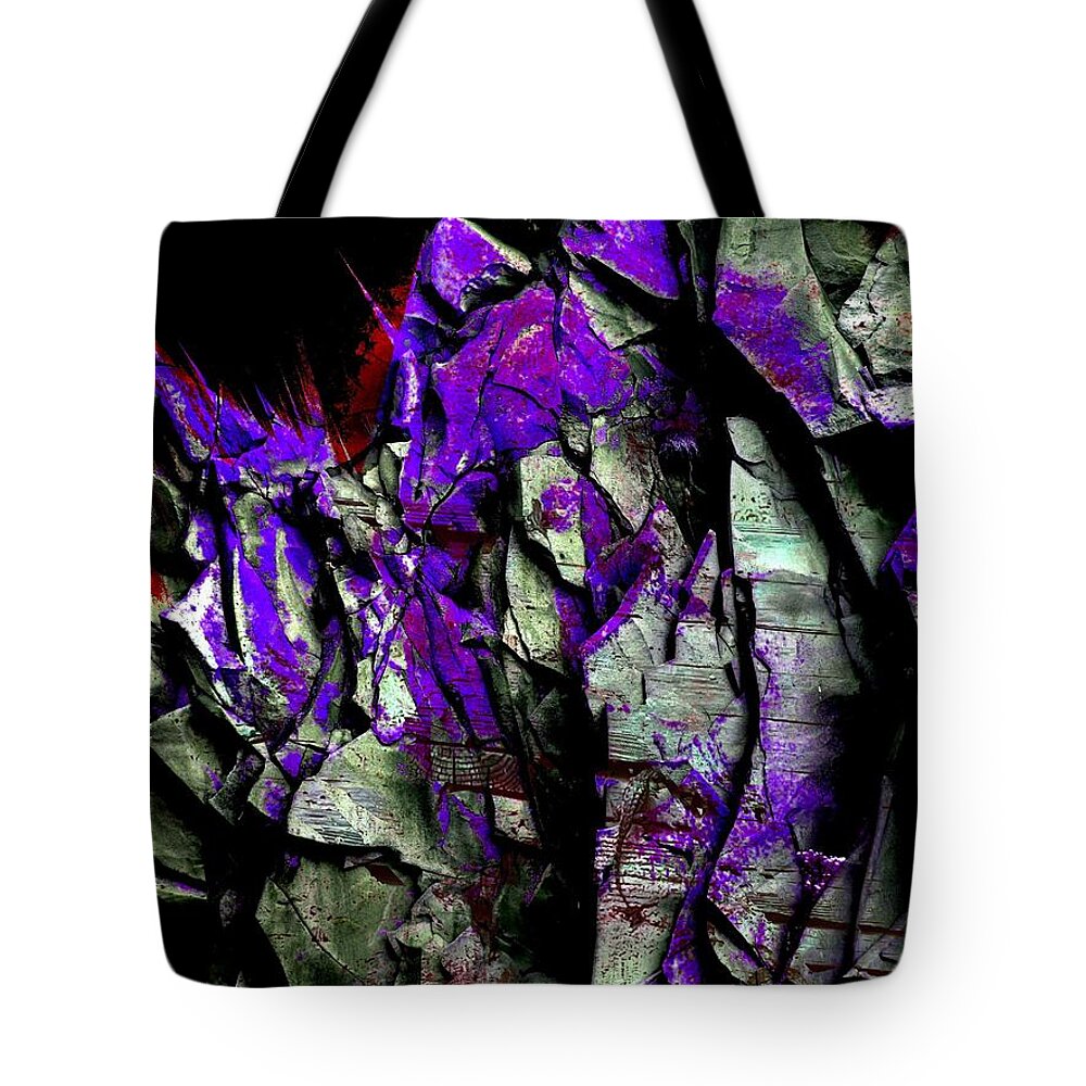Layers Abstract Photograph Printing Purple Red Black Grey Border Paint Iphone Ipad-air Sandiego California Software Wadded Tote Bag featuring the digital art Layers Abstract by Kathleen Boyles