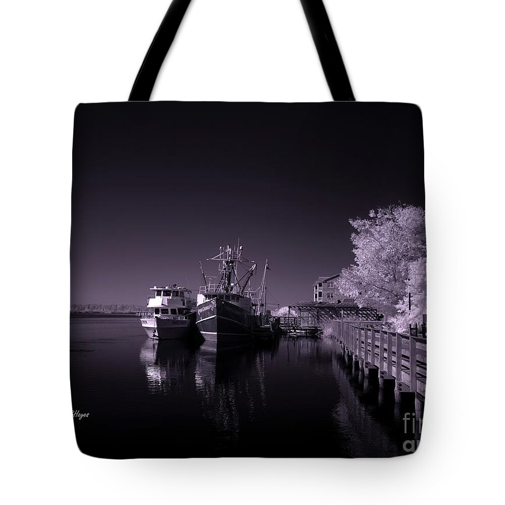Aquatic Tote Bag featuring the photograph Lazy Evening - A Black and White Infrared Seascape by DB Hayes
