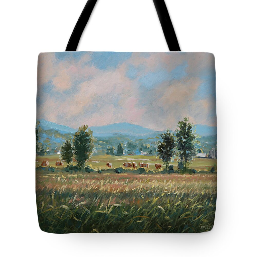 Oil Paintings Tote Bag featuring the painting Lazy Grazing by Guy Crittenden