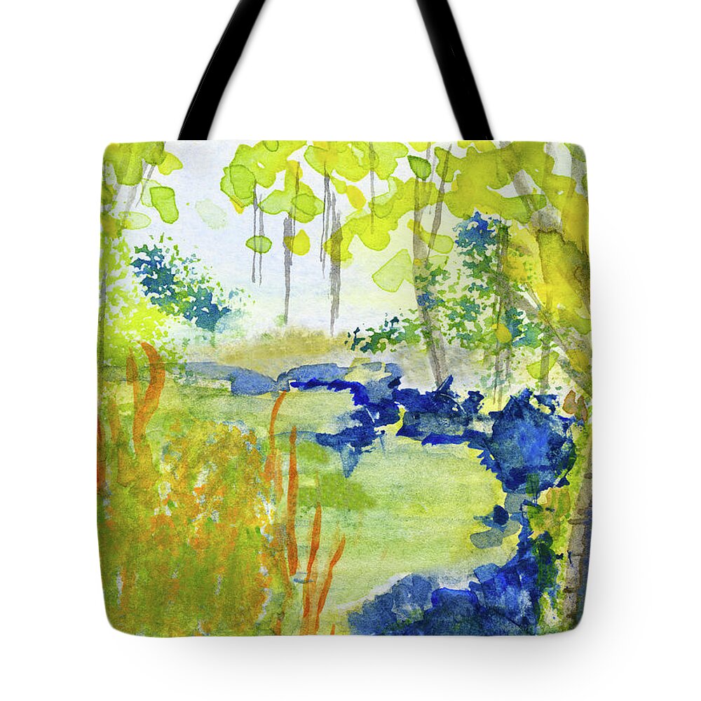 Nature Tote Bag featuring the painting Lazy Summer Day Abstract by Deborah League
