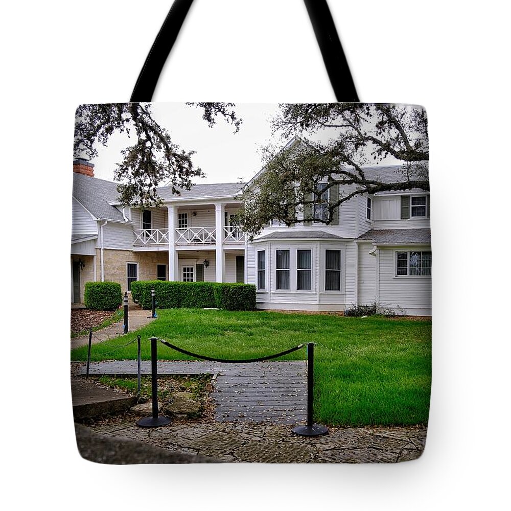 White Tote Bag featuring the photograph LBJs White House by Buck Buchanan