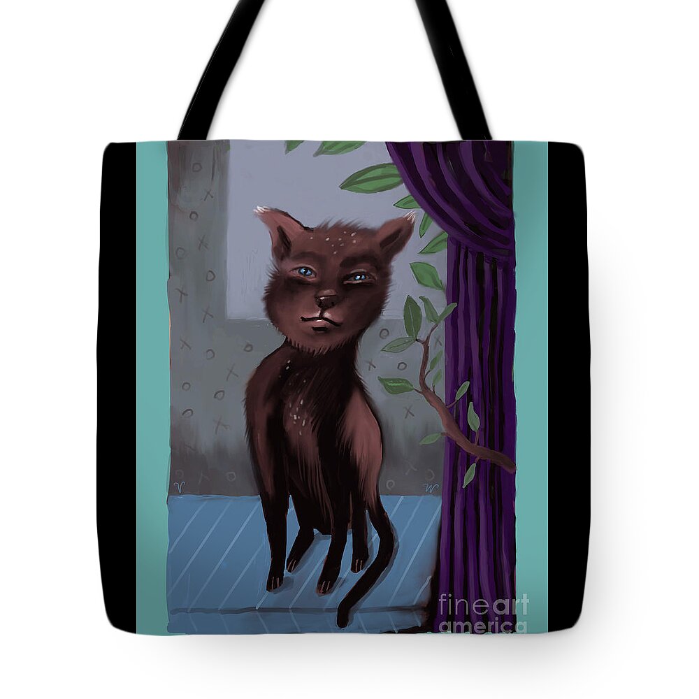 Quirky Tote Bag featuring the digital art Le Sophisto Cat by Valerie White
