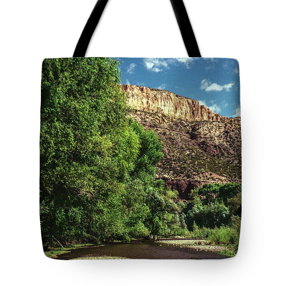 Arizona Tote Bag featuring the photograph Lead Me Beside Still Waters by Kathy McClure