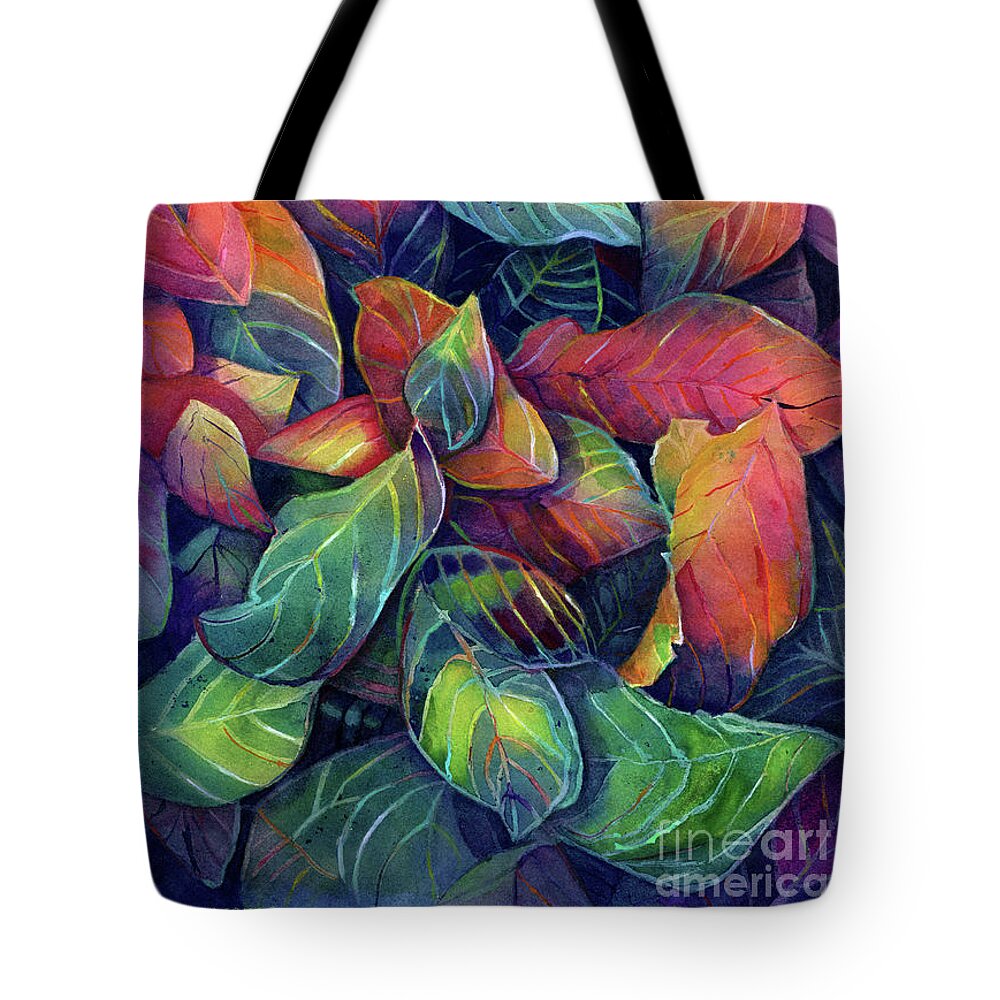 Fall Tote Bag featuring the painting Leaf Summer Behind by Lois Blasberg