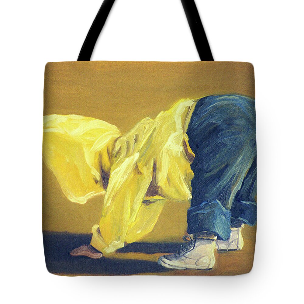 Figure Tote Bag featuring the painting Learning to walk by Rick Hansen