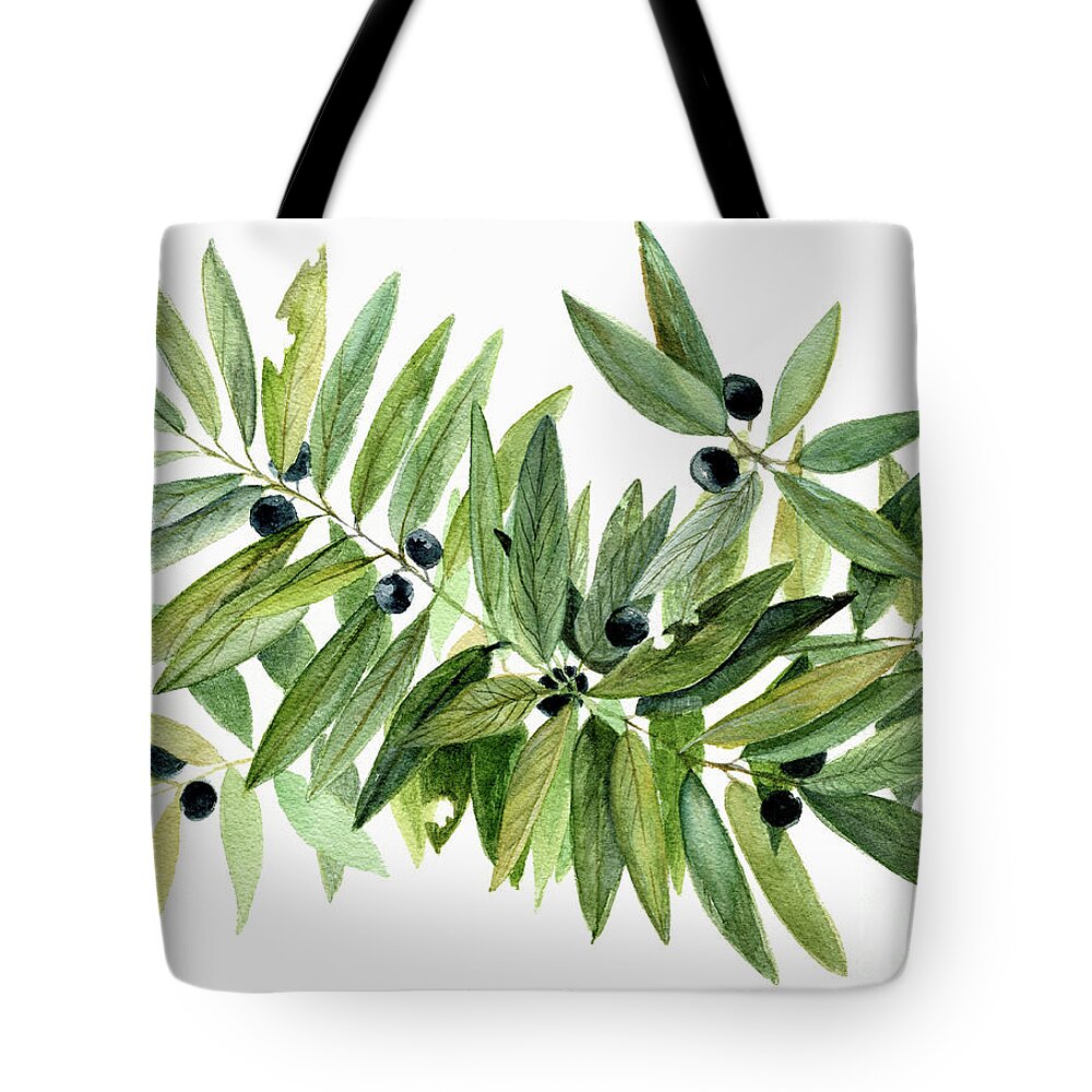 Botanical Tote Bag featuring the painting Leaves and Berries by Laurie Rohner