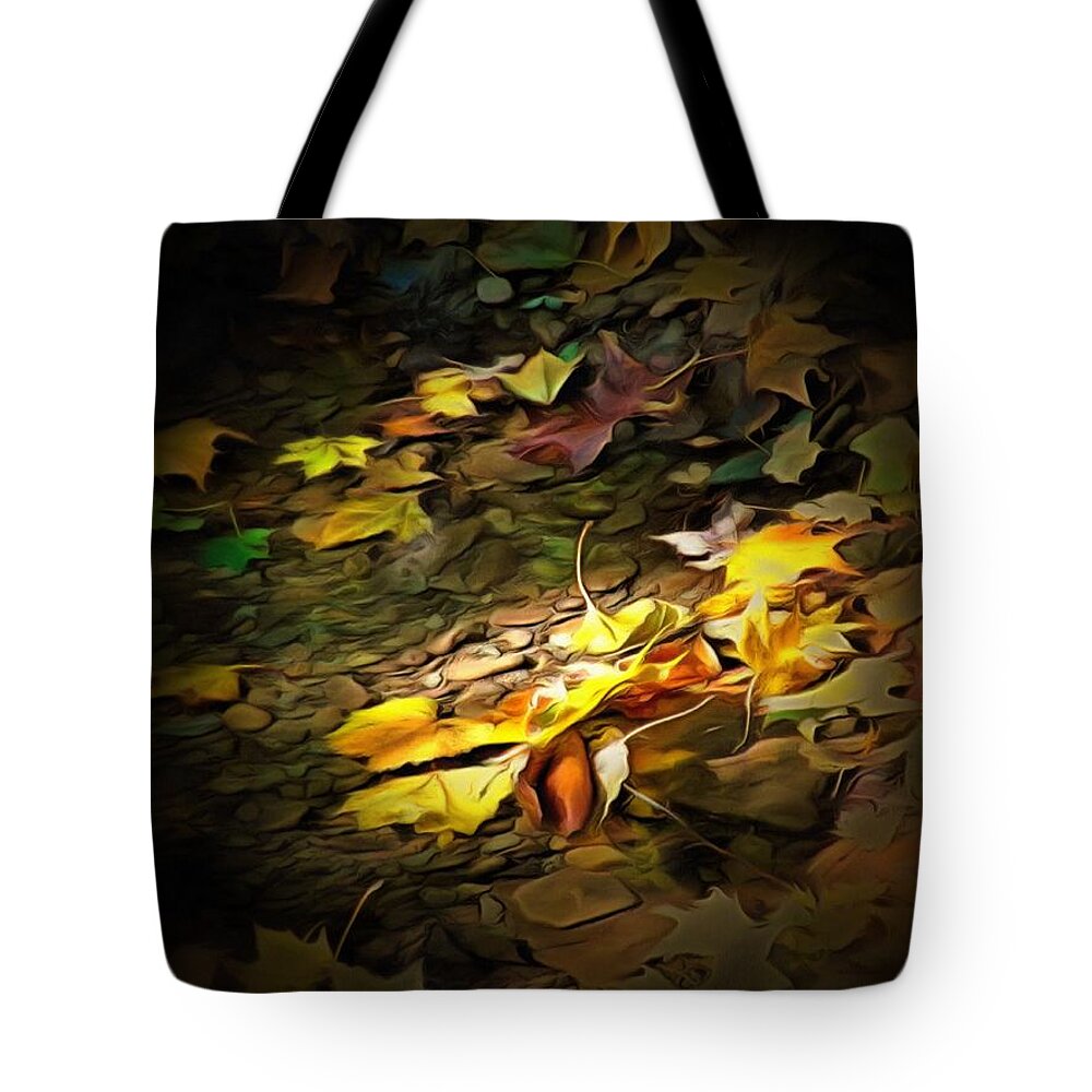 Leaves Tote Bag featuring the photograph Leaves in the Creek by Christopher Reed