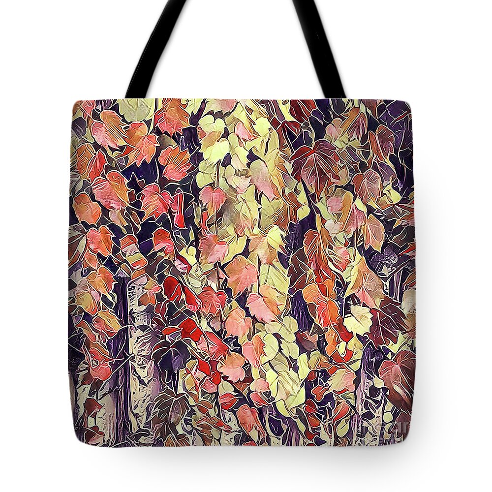 Autumn Tote Bag featuring the mixed media Leaves of Change 19 by Toni Somes