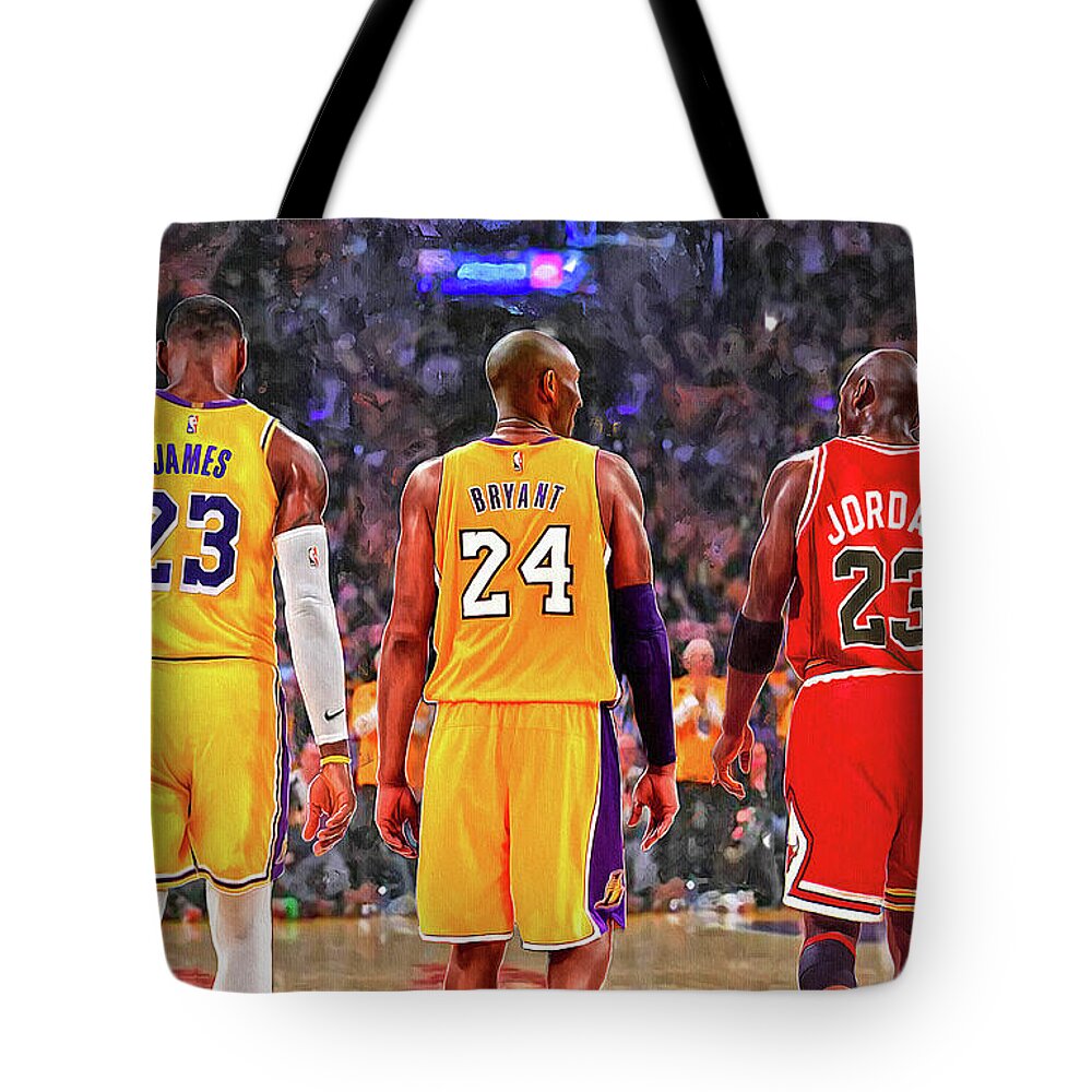 LeBron James, Kobe Bryant and Michael Jordan Tote Bag by Mark