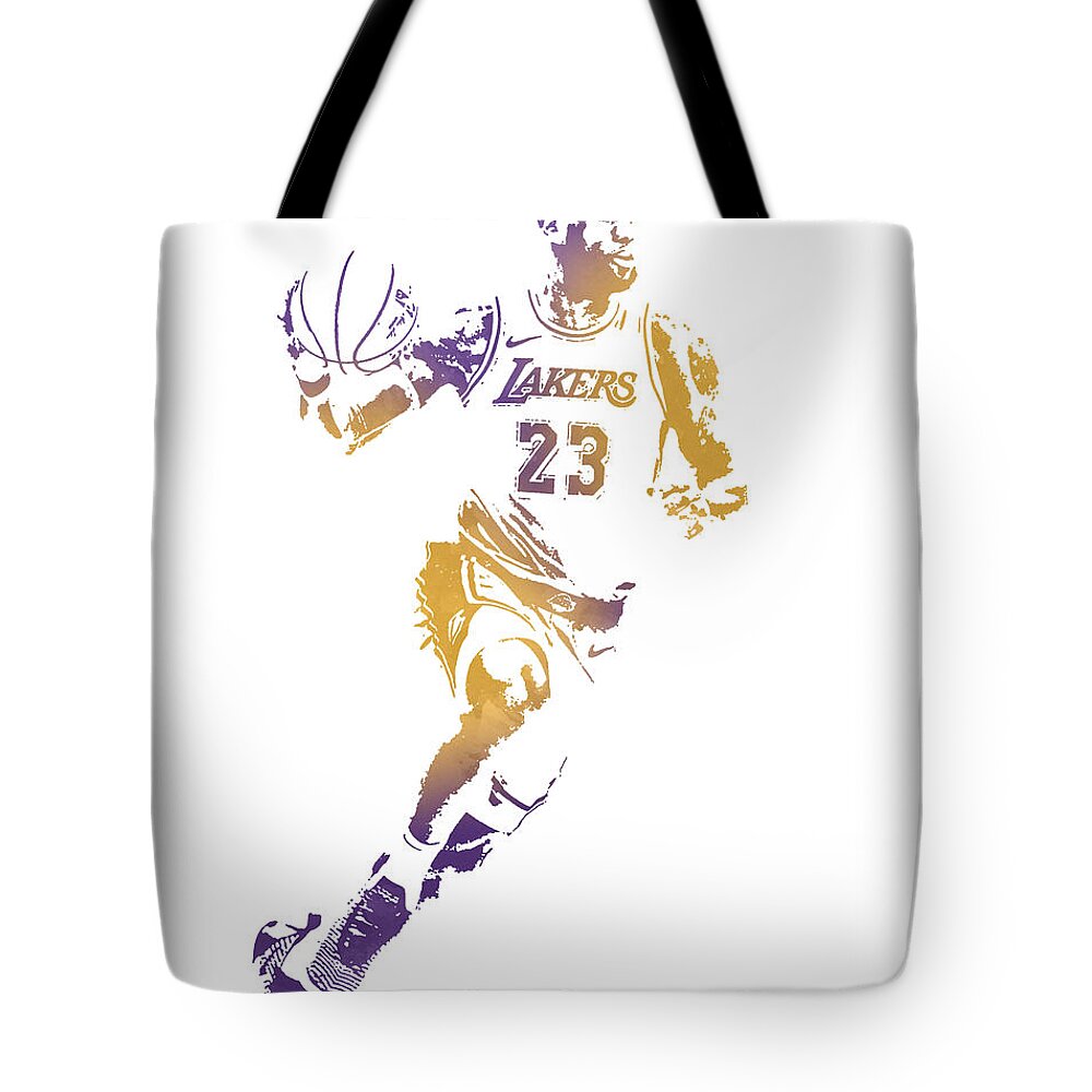 Lebron James Los Angeles Lakers Pixel Art 2 Tote Bag by Joe