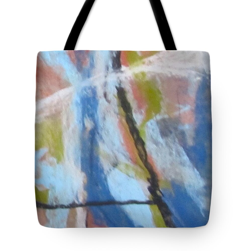 Blue Tote Bag featuring the pastel Left Hand Abstract Series #1 Right Diptych by Barbara O'Toole