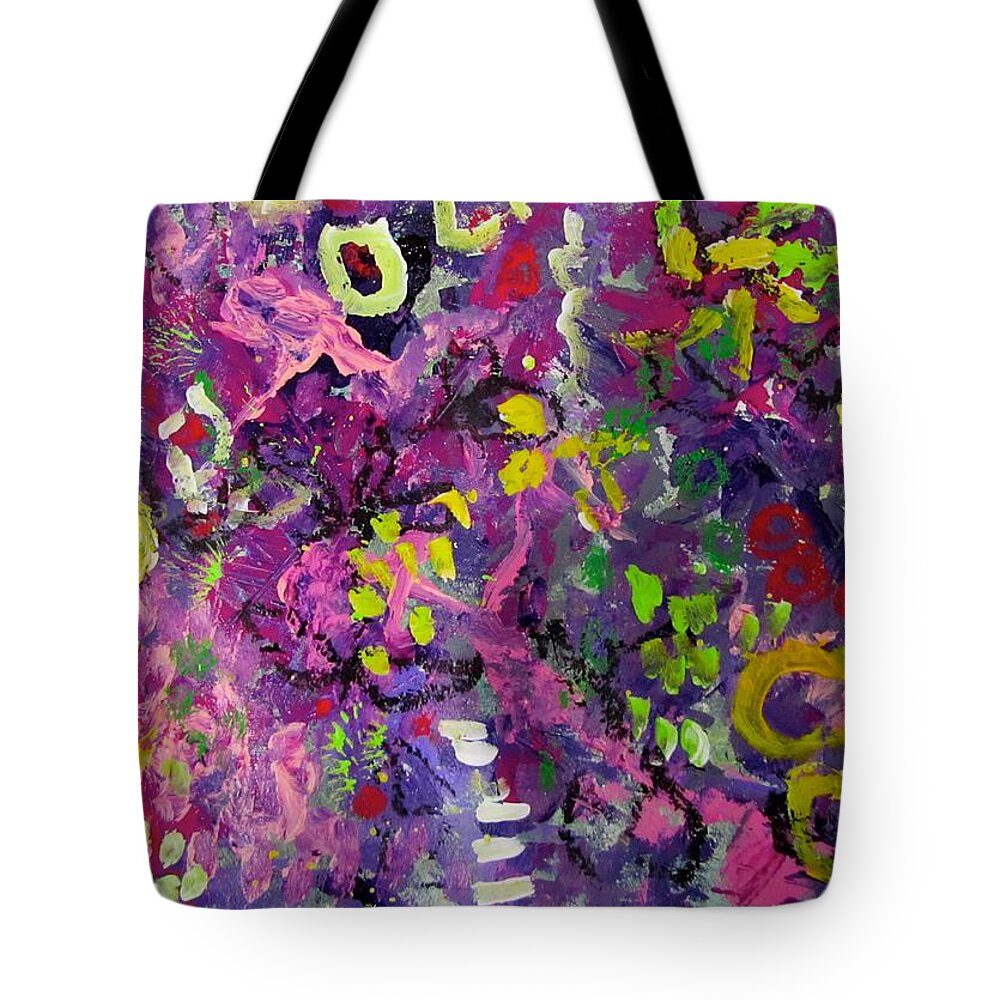 Happy Tote Bag featuring the painting Lefthand Abstracts Seies#5 - Cheerio by Barbara O'Toole