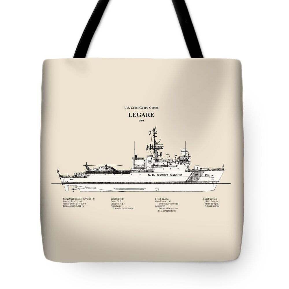 Legare Tote Bag featuring the digital art Legare wmec-912 United States Coast Guard - SBD by SP JE Art