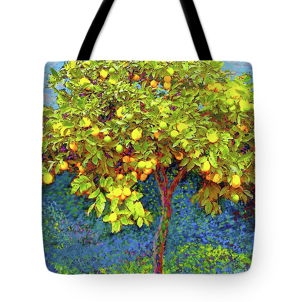 Landscape Tote Bag featuring the painting Lemon Tree by Jane Small