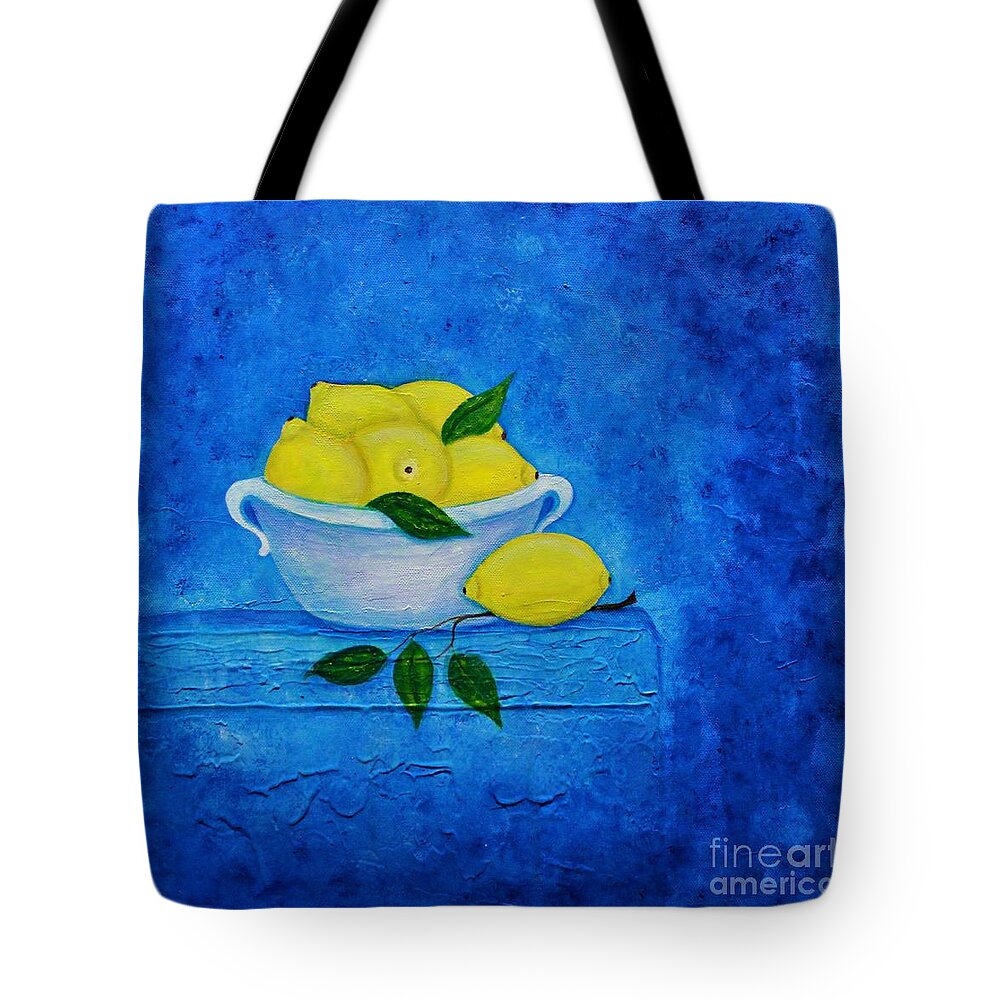 Lemon Still Life Tote Bag featuring the painting Lemons by Irene Czys
