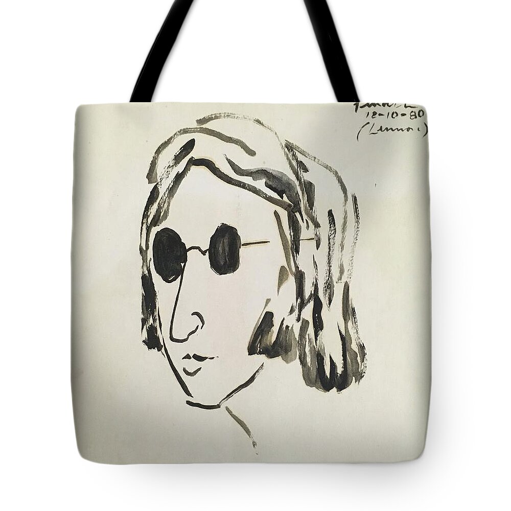 Ricardosart37 Tote Bag featuring the painting Lennon 12-10-80 by Ricardo Penalver deceased