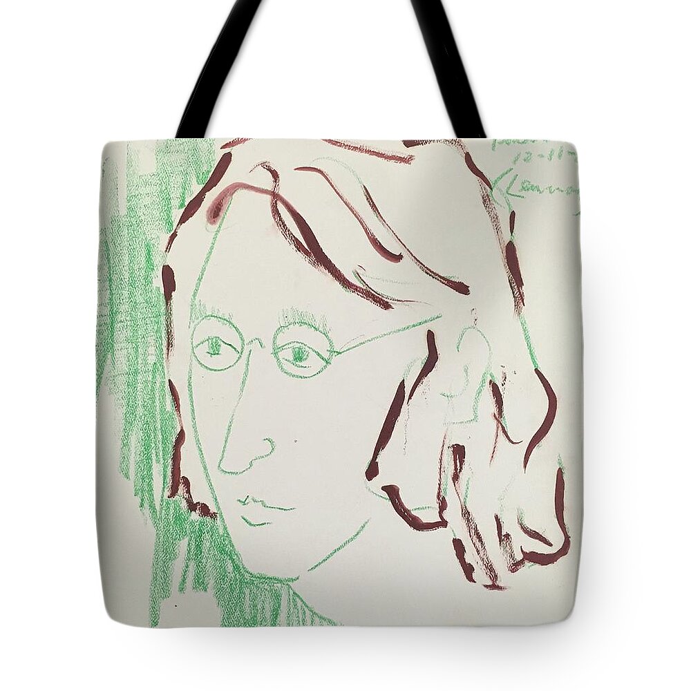 Ricardosart37 Tote Bag featuring the painting Lennon 12-11-80 by Ricardo Penalver deceased