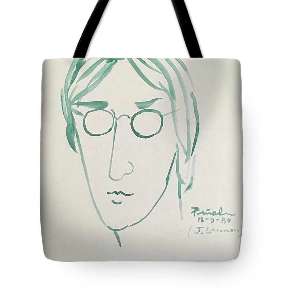 Ricardosart37 Tote Bag featuring the painting Lennon 12-9-80 by Ricado Penalver deceased