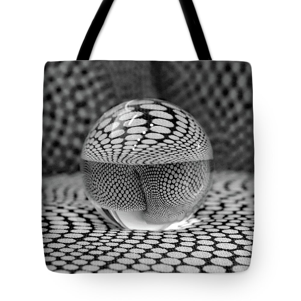 Lensball Tote Bag featuring the photograph Lensball Black and White Abstract by David T Wilkinson