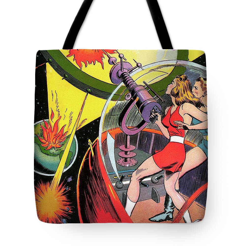 Space Tote Bag featuring the digital art Lens Defense by Long Shot
