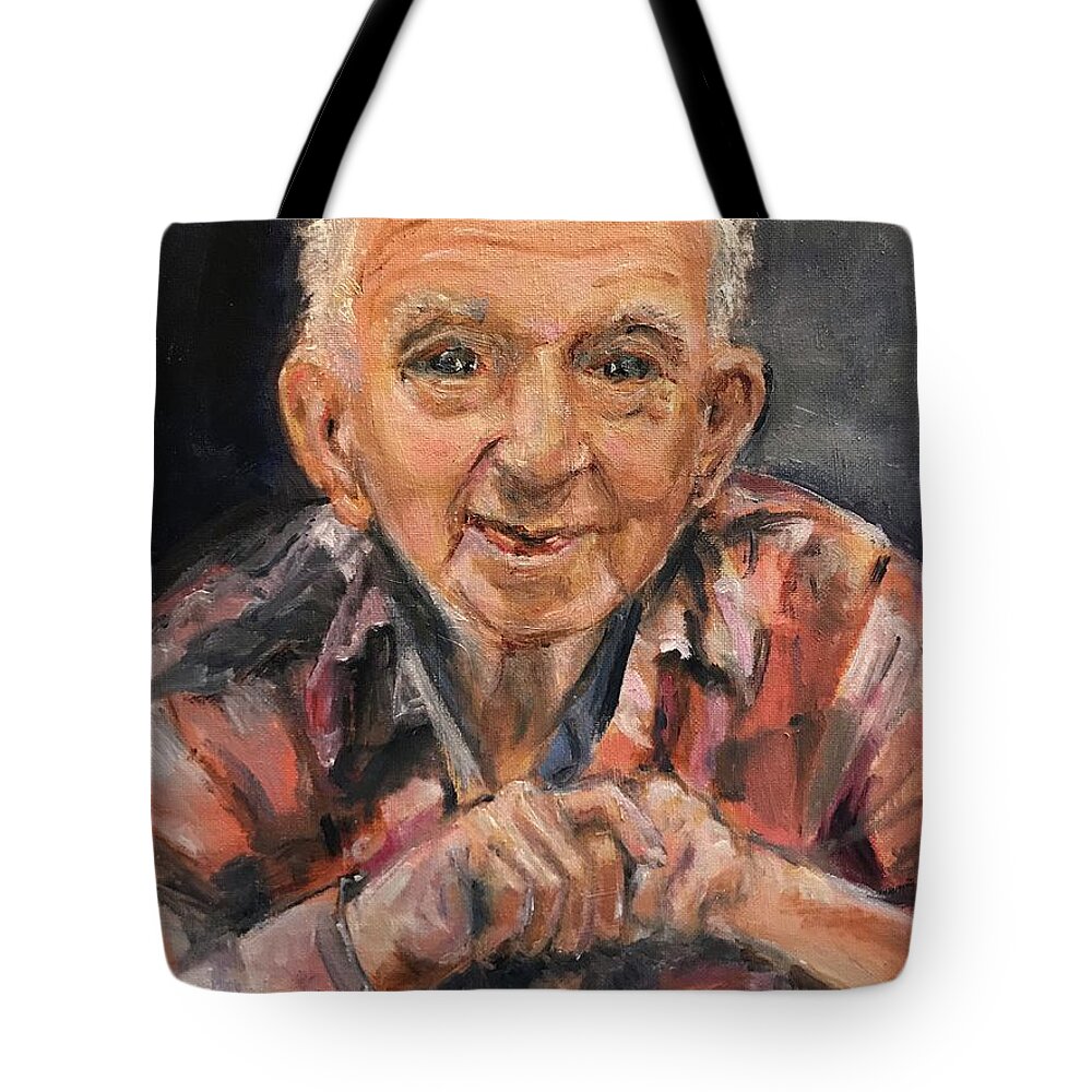 Portrait Tote Bag featuring the painting Leo by Nancy Anton
