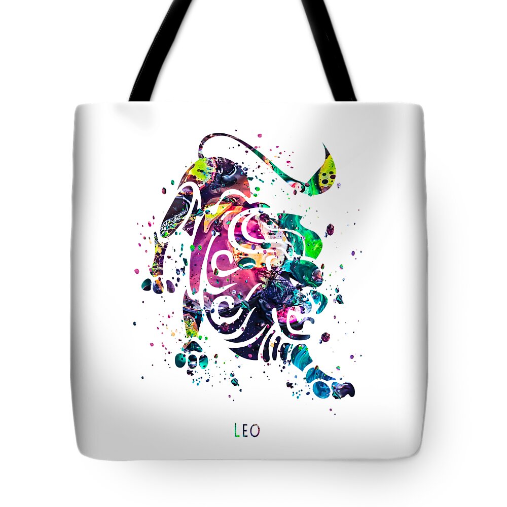 Leo Tote Bag featuring the painting Leo Zodiac Sign by Zuzi 's