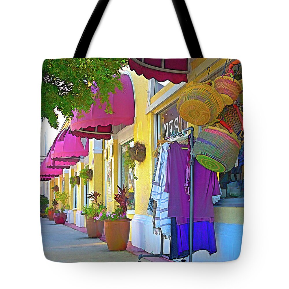 Shop Tote Bag featuring the photograph Let's Go Shopping by Alison Belsan Horton