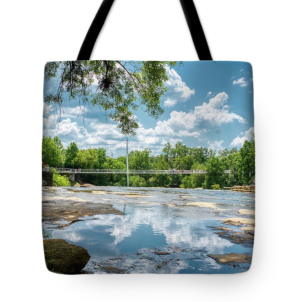 Liberty Bridge Tote Bag featuring the photograph Liberty Bridge in Greenville by Amy Dundon