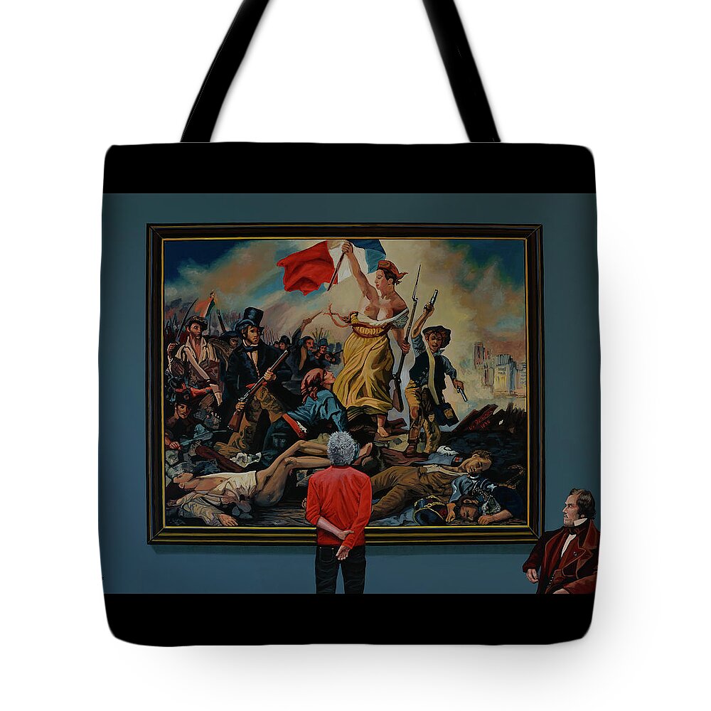 Painting Tote Bag featuring the painting Liberty leads the people by Delacroix Painting by Paul Meijering