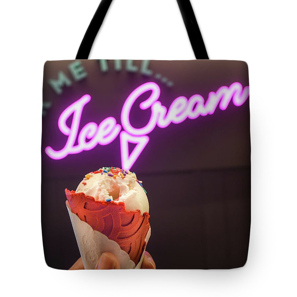 Icecream Tote Bag featuring the photograph Lick me till... Ice Cream by Andrew Lalchan