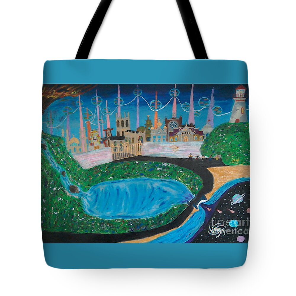 God Tote Bag featuring the painting Life and Death recycle by David Westwood