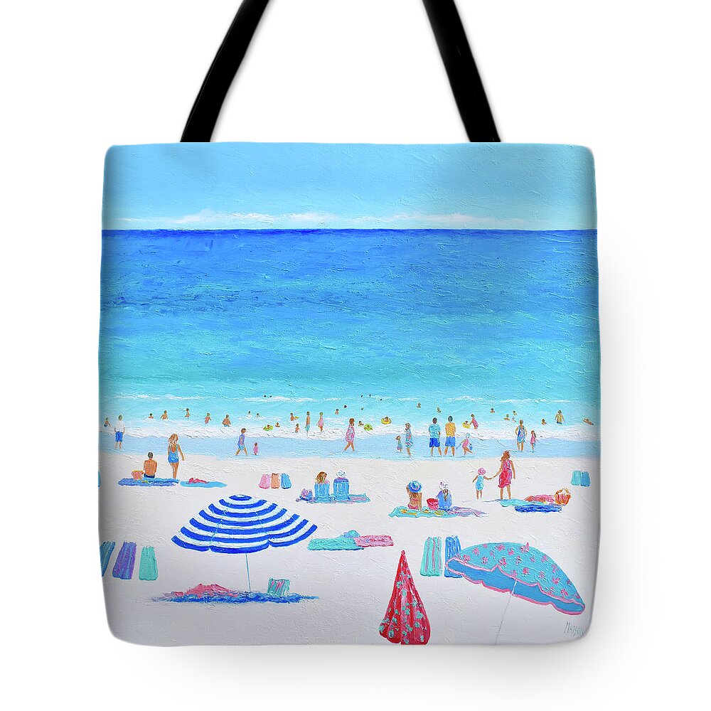 Beach Tote Bag featuring the painting Life in the Heat, beach impression by Jan Matson
