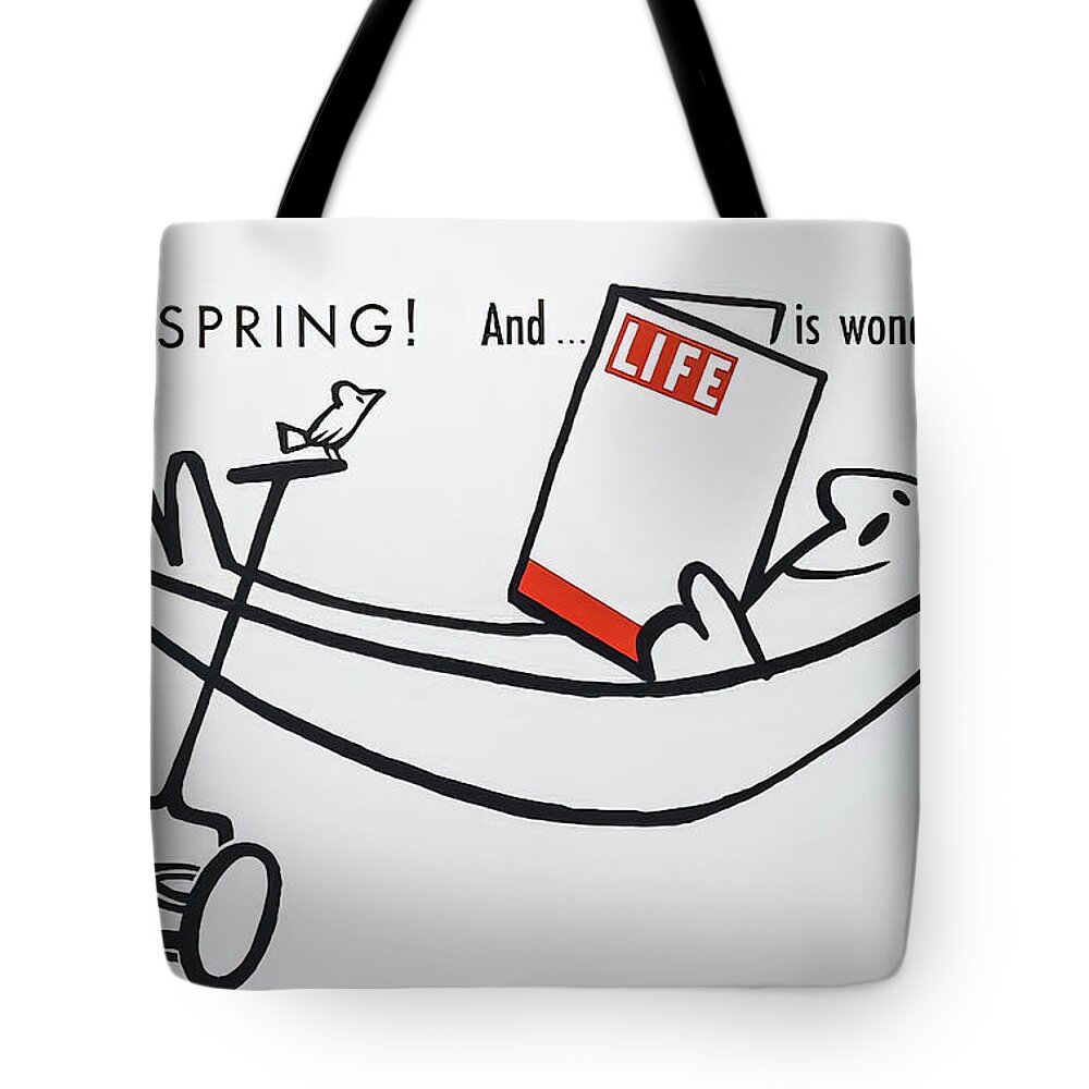 Advertisement Tote Bag featuring the drawing Life is Wonderful Poster by M G Whittingham