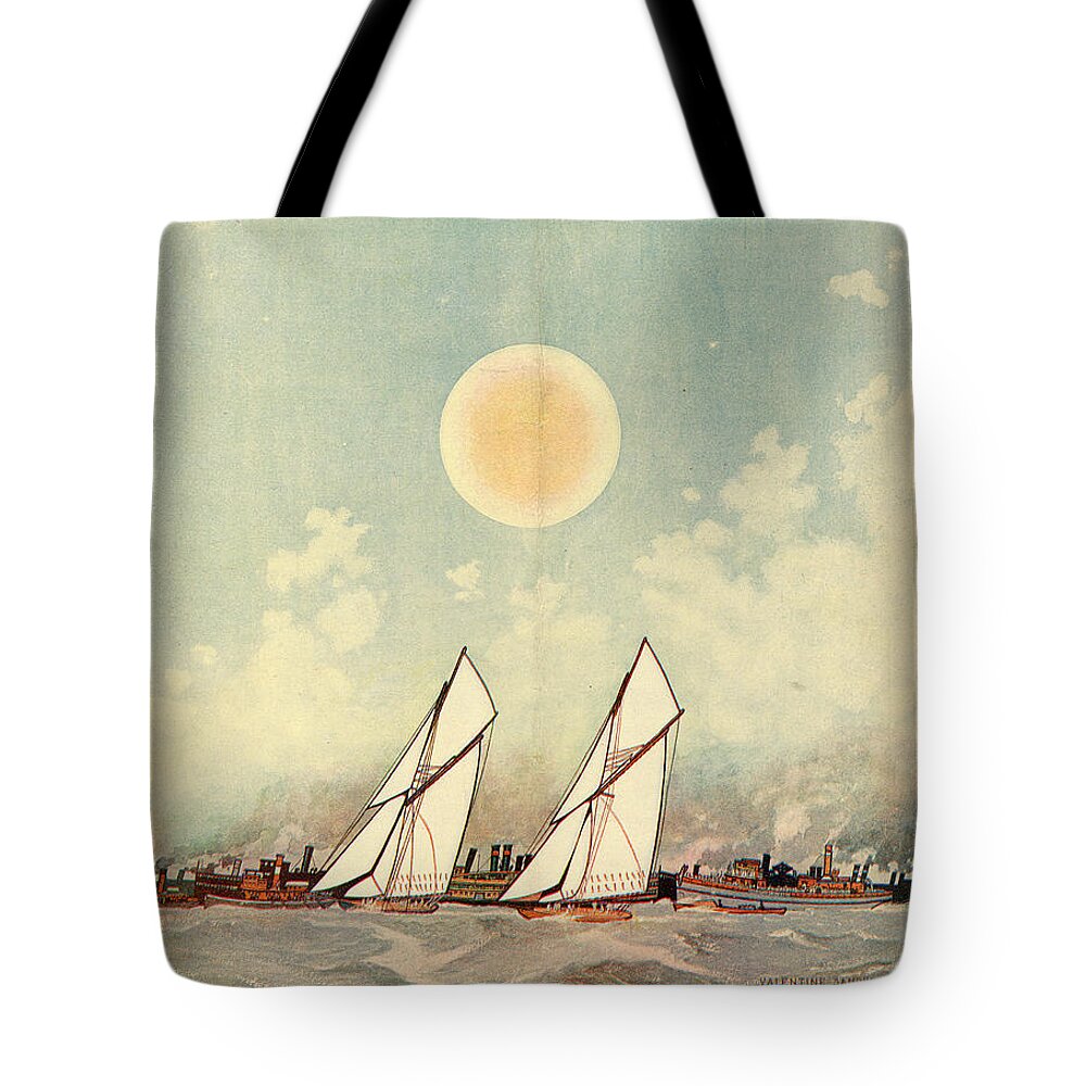 Boats Tote Bag featuring the mixed media Life Magazine Cover, August 15, 1907 by Valentine Sandberg