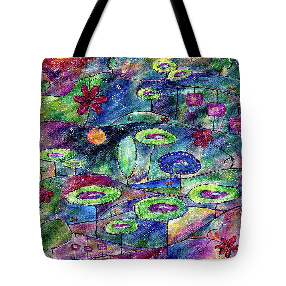 Whimsical Tote Bag featuring the painting Life On Mars by Sunshyne Joyful