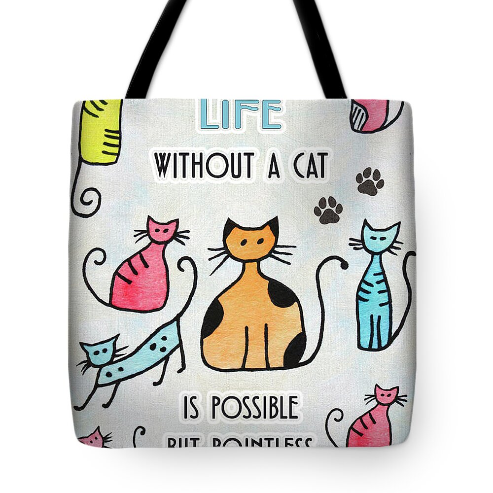 Drawing Tote Bag featuring the painting Life without a Cat by Jutta Maria Pusl