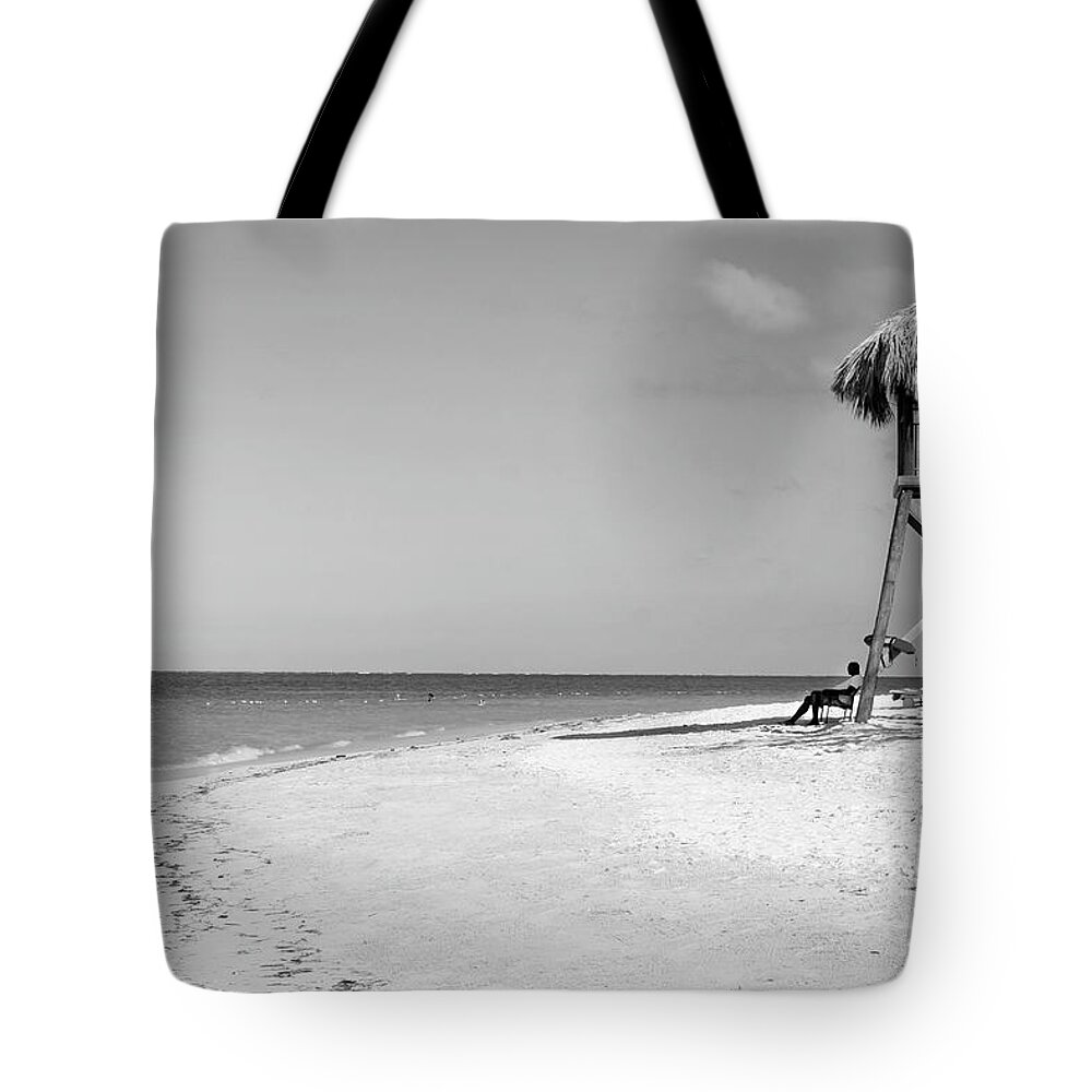 Beach Tote Bag featuring the photograph Lifeguard Chillaxing by Gina Cinardo