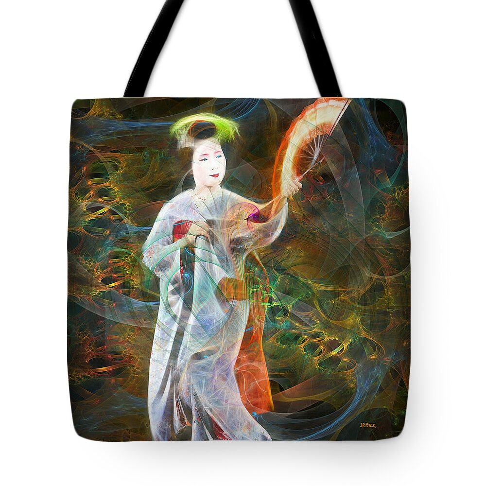 Dance Tote Bag featuring the digital art Light Dance - Square Version by Studio B Prints