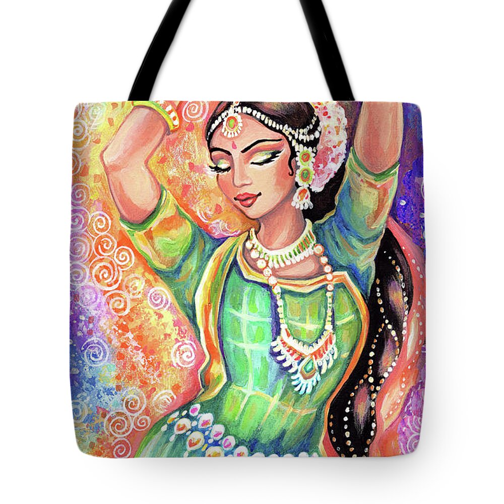 Indian Dancer Tote Bag featuring the painting Light of Ishwari by Eva Campbell