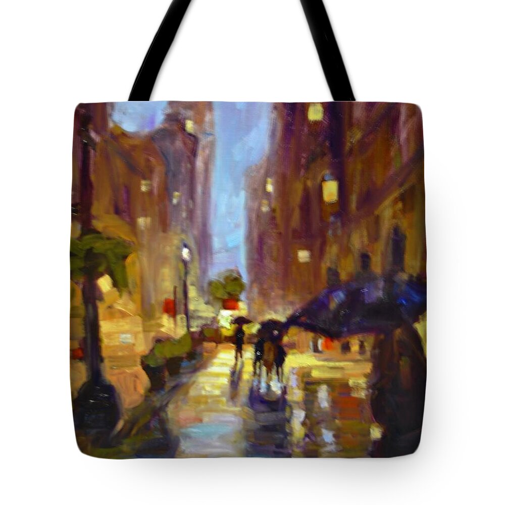 Night Time Scene Tote Bag featuring the painting Light of Night by Ashlee Trcka