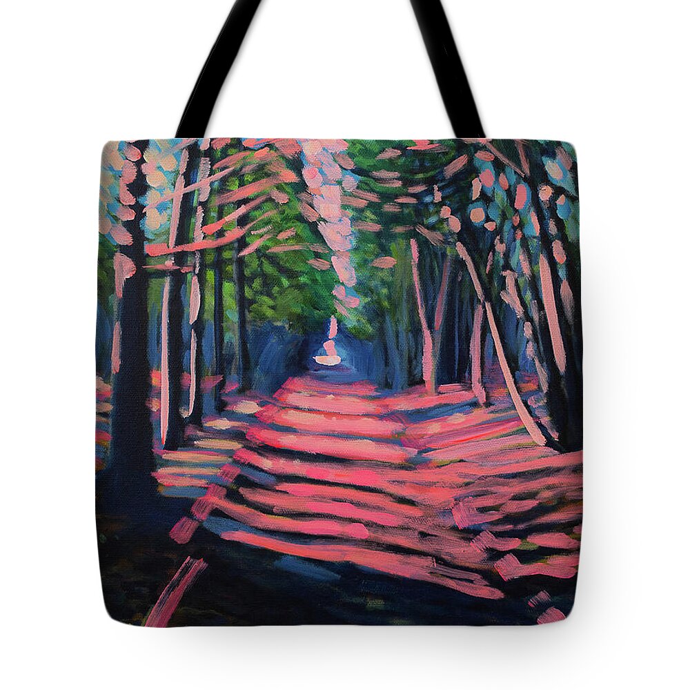 Forest Tote Bag featuring the painting Light Tunnel by Amanda Schwabe